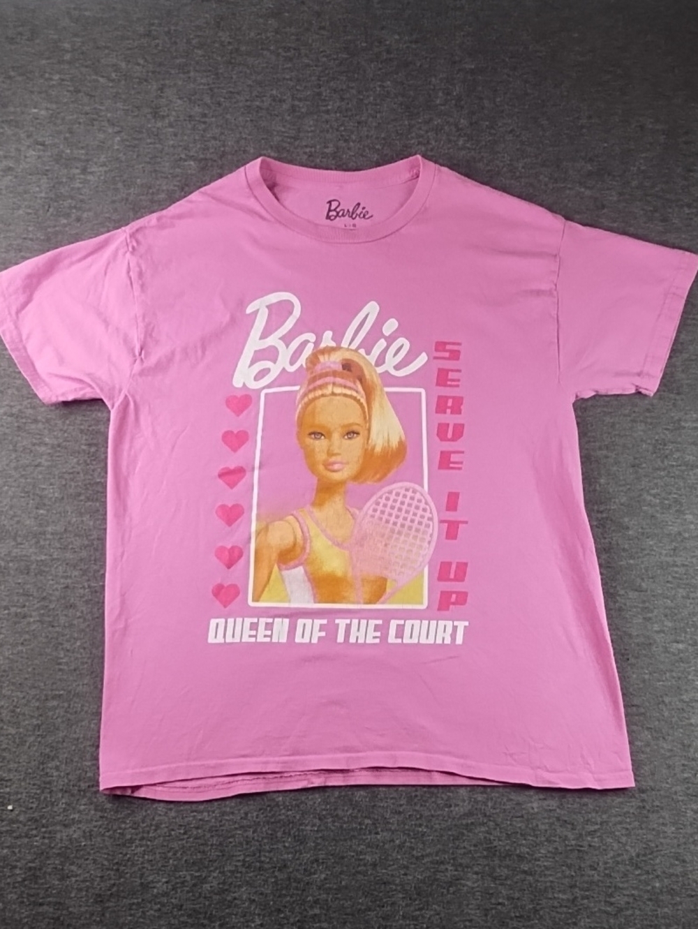 Barbie Pink Tennis Graphic Tee with Heart Accents